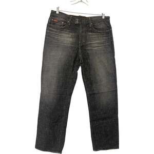 Guess Straight Leg 2 Button Jeans Mens Size 36 Cotton Dark Wash Black Denim